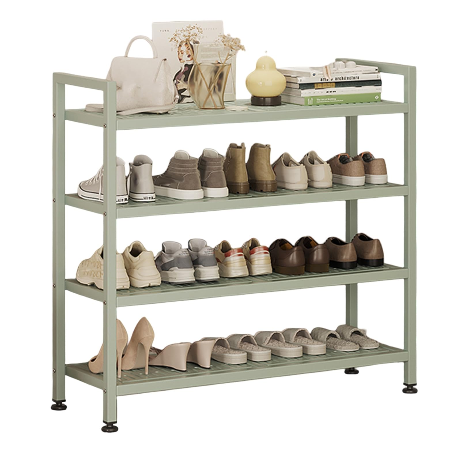 Étagère à chaussures en acier carbone vert 73x25x72 cm