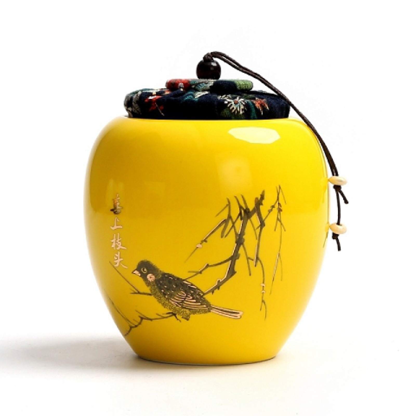 Urna di Cremazione Ceramica Urne Funerarie Ceramica,per Ceneri Umane E Pet,Gatto,Cane,urne commemorative medie e piccole,Urna funeraria per ceneri per adulti e animali,Yellow a