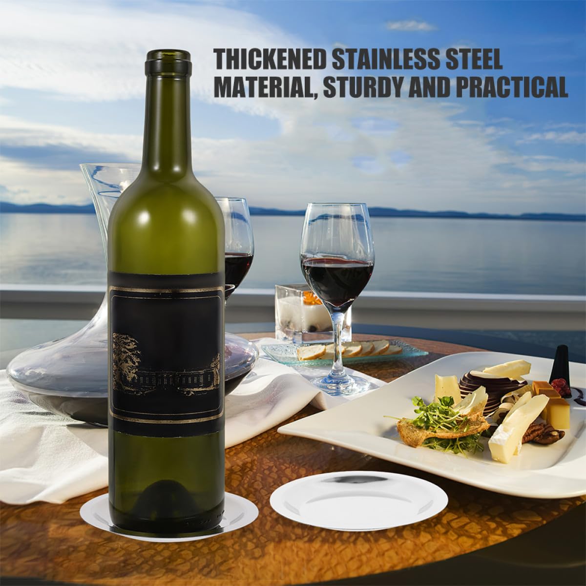 FUOYLOO Sottobottiglie in Acciaio Inossidabile 8 Pezzi Antiscivolo e Protezione Termica per Bottiglie di Vino Design Resistente per Cucina e Sala da Pranzo