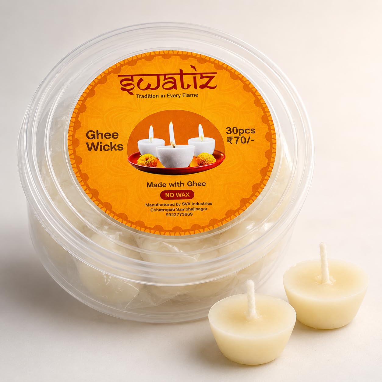 Ghee Wicks – 30N (Medium Size) | Ready-to-Light Diya Battis | Wax-Free, Long-Lasting, Easy to Use | for Daily Puja, Aarti & Festivals-image-36