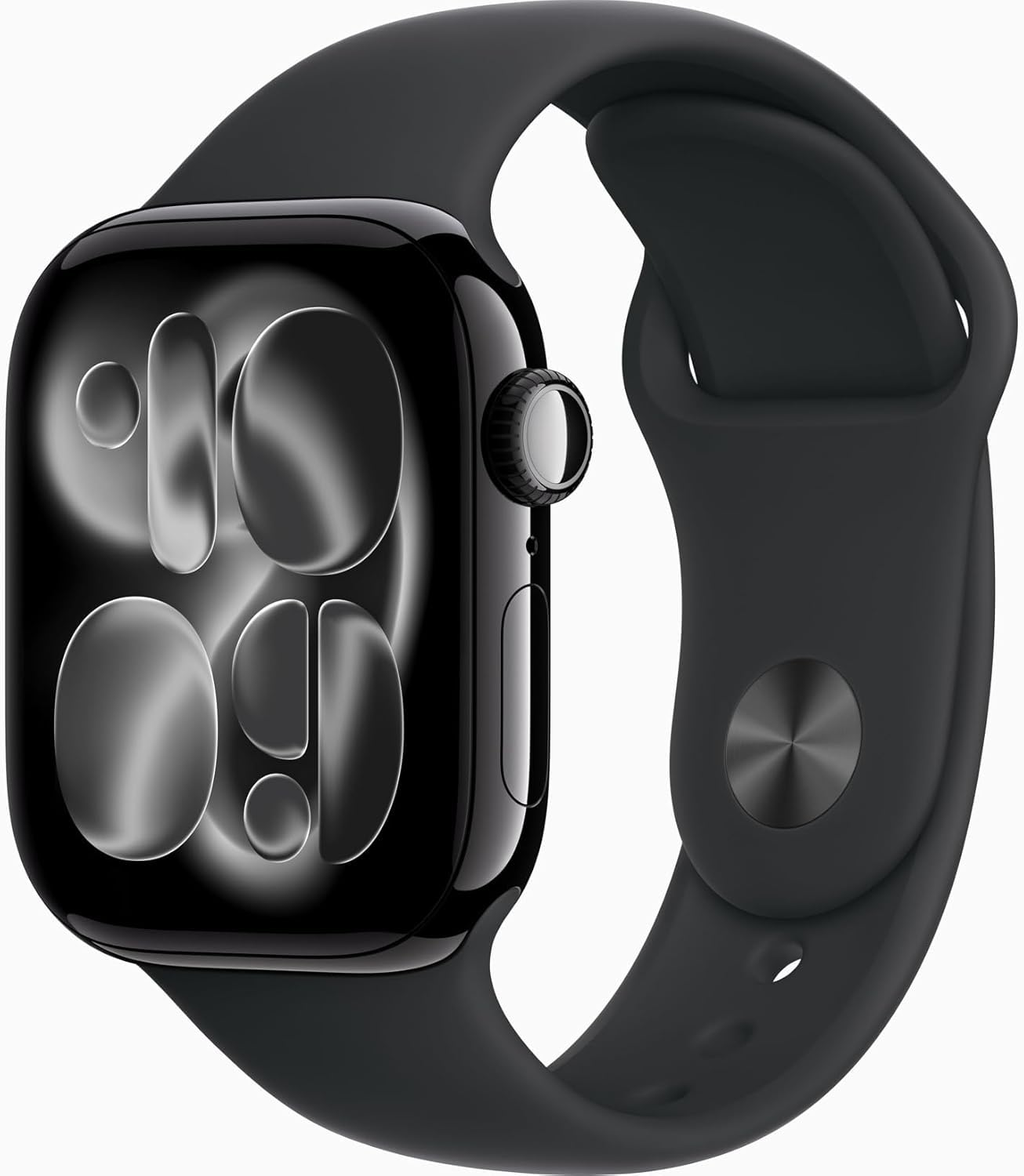 Apple Watch Series 11 [GPS + Cellular, 42mm] Jet Black Aluminum Case with Black Sport Band, S/M (Renewed Premium)