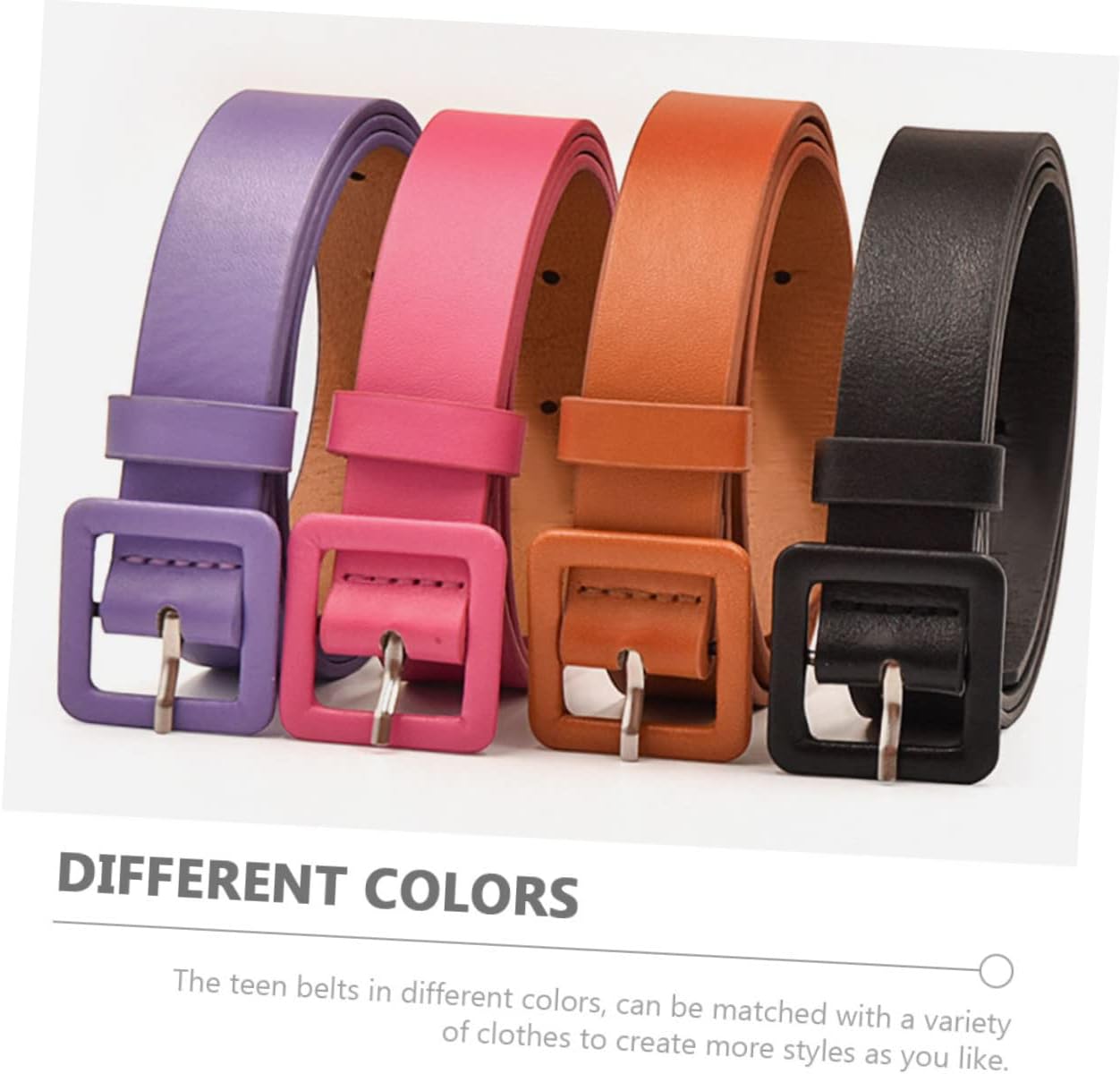 LIFKOME 4pcs Boy Girl Dress Belts for Girls Fashionable Waist Belts Camel for Jeans School Uniforms Casual Outfits