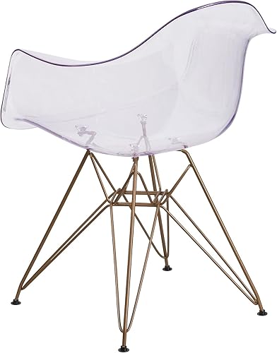Miniatura 6 de Flash Furniture Silla auxiliar transparente serie Allure con base dorada