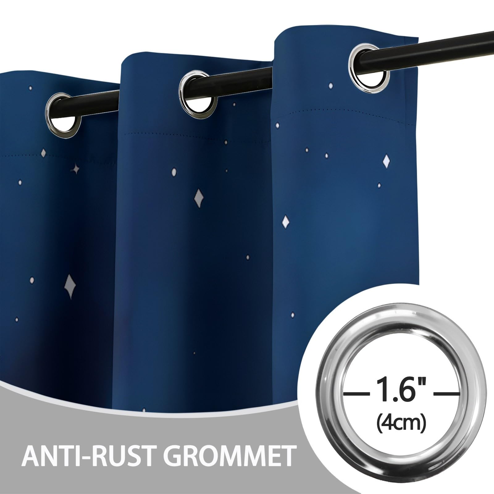 Rideaux Longs 140L X 260H cm (2 Panneaux), Nuages Aquarelle De Dessin Animé Imprimé, Tissu Occultant Épais pour Grand Salon et Loft, Bleu Foncé Gris