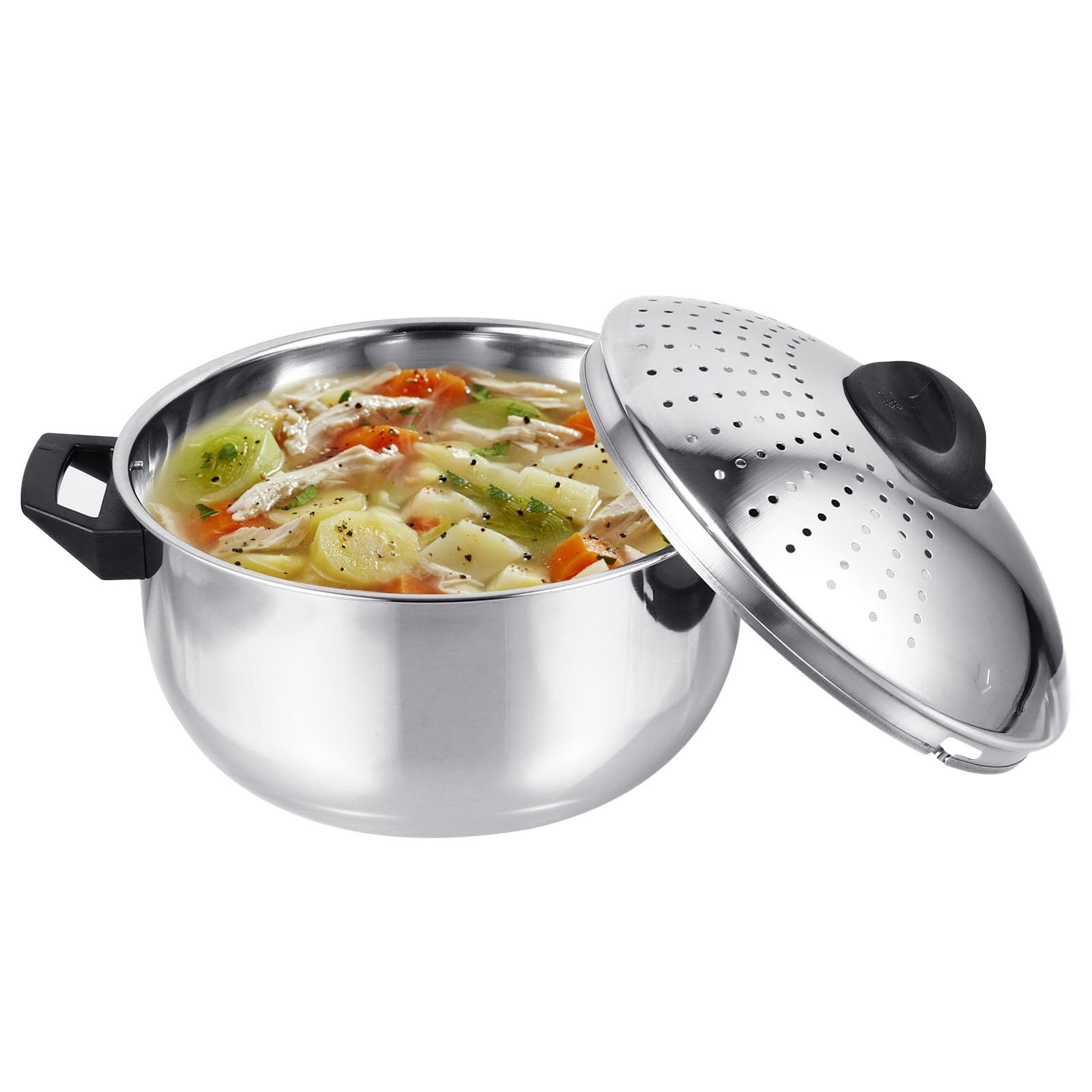 OSALADI Olla Rápida para Cocinar y Colar Fácilmente de Acero Inoxidable para Fideos y Tapa Antideslizante Diseño de Cierre Seguro en Cocina