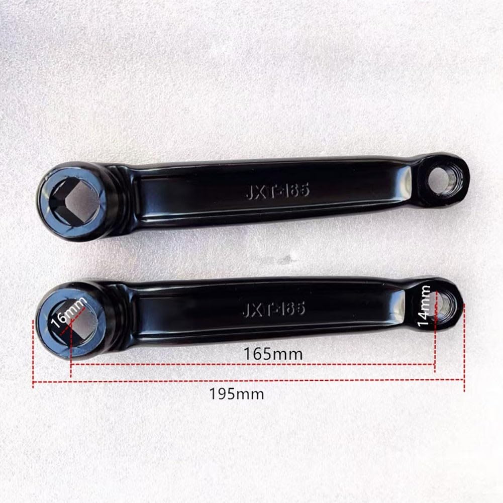 Pedivella Bici 165mm Ferro Foro Quadrato Sinistra per destra | Materiale ferro per robusto, peso 945g la per coppia, foro quadrato 16x16mm, vernice nera anti-ruggine, lunga durata