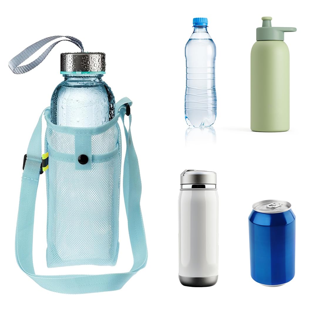 XuQiZZpp Borsa per bottiglia d'acqua con tracolla regolabile e tasca portaoggetti per bicchieri d'acqua per escursioni e campeggio