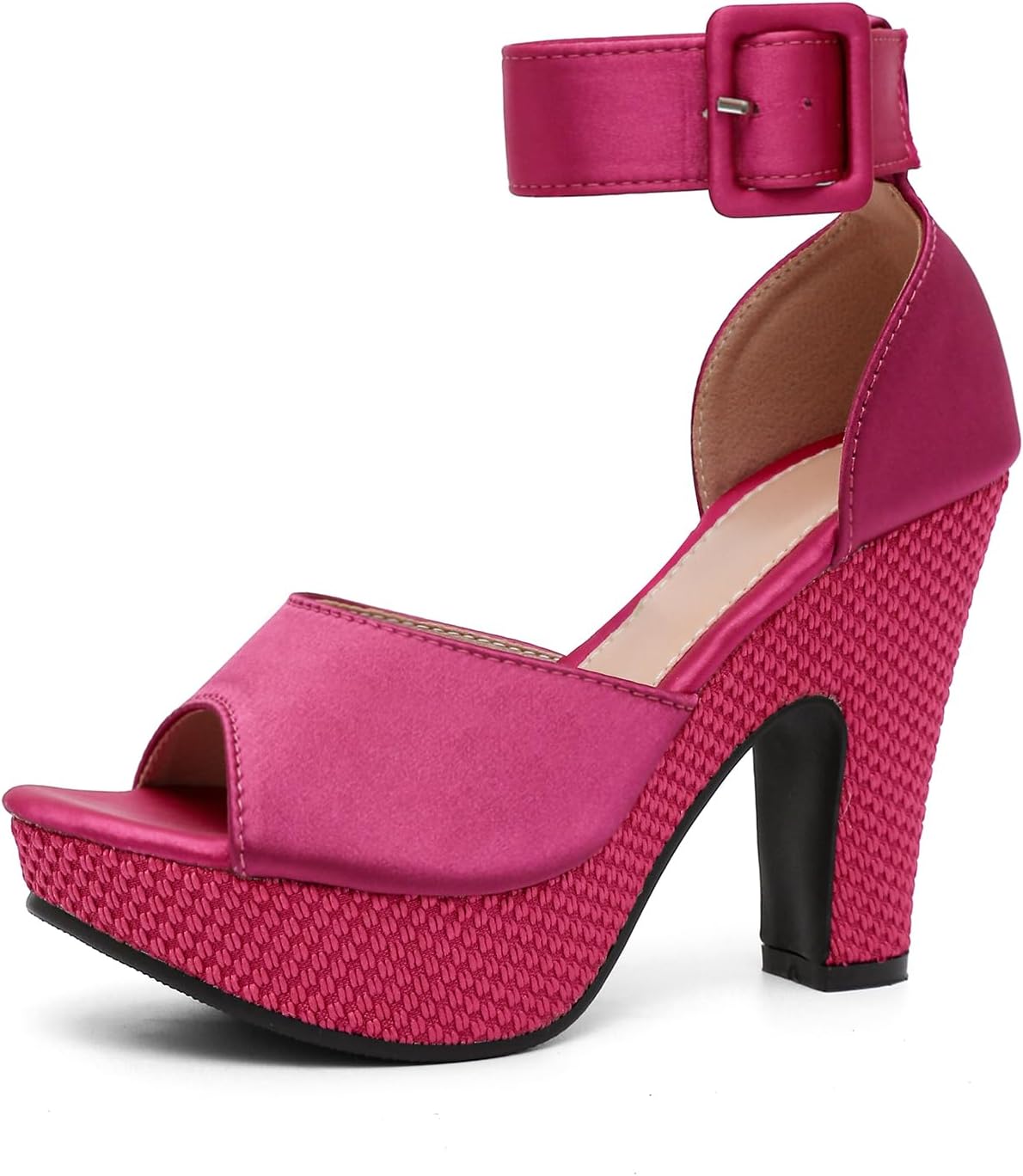 Women's Platform Pumps Block Heels Sandals Peep Toe Ankle Strap Dress Wedding Shoes