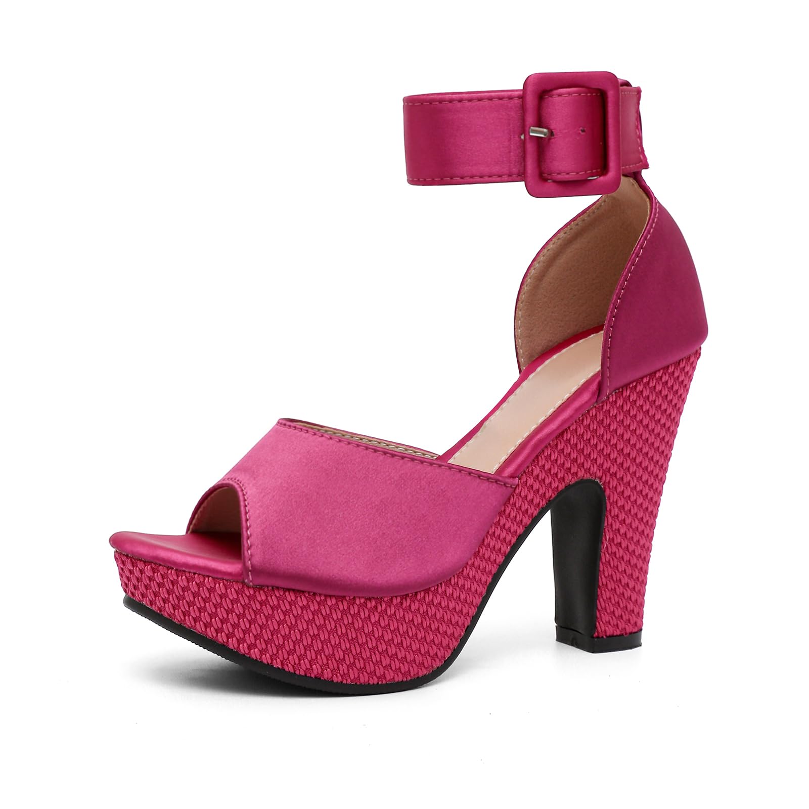 Womens Platform Pumps Block Heels Sandals Peep Toe Ankle Strap Dress Wedding Shoes