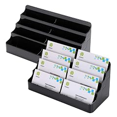 Hipiwe Business Card Holder for Desk- 8 Pocket Acrylic Business Card Display Stand Office Desktop Name Card Organizer