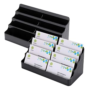 Hipiwe Business Card Holder for Desk- 8 Pocket Acrylic Business Card Display Stand Office Desktop Name Card Organizer