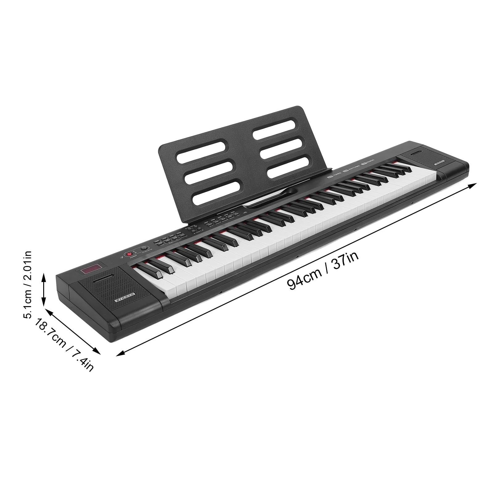 Piano Teclado Teclado De Piano Digital De 61 Teclas Tonos Y Ritmos Intensos Iluminación Portátil Teclado Electrónico De Piano(Converter 1)
