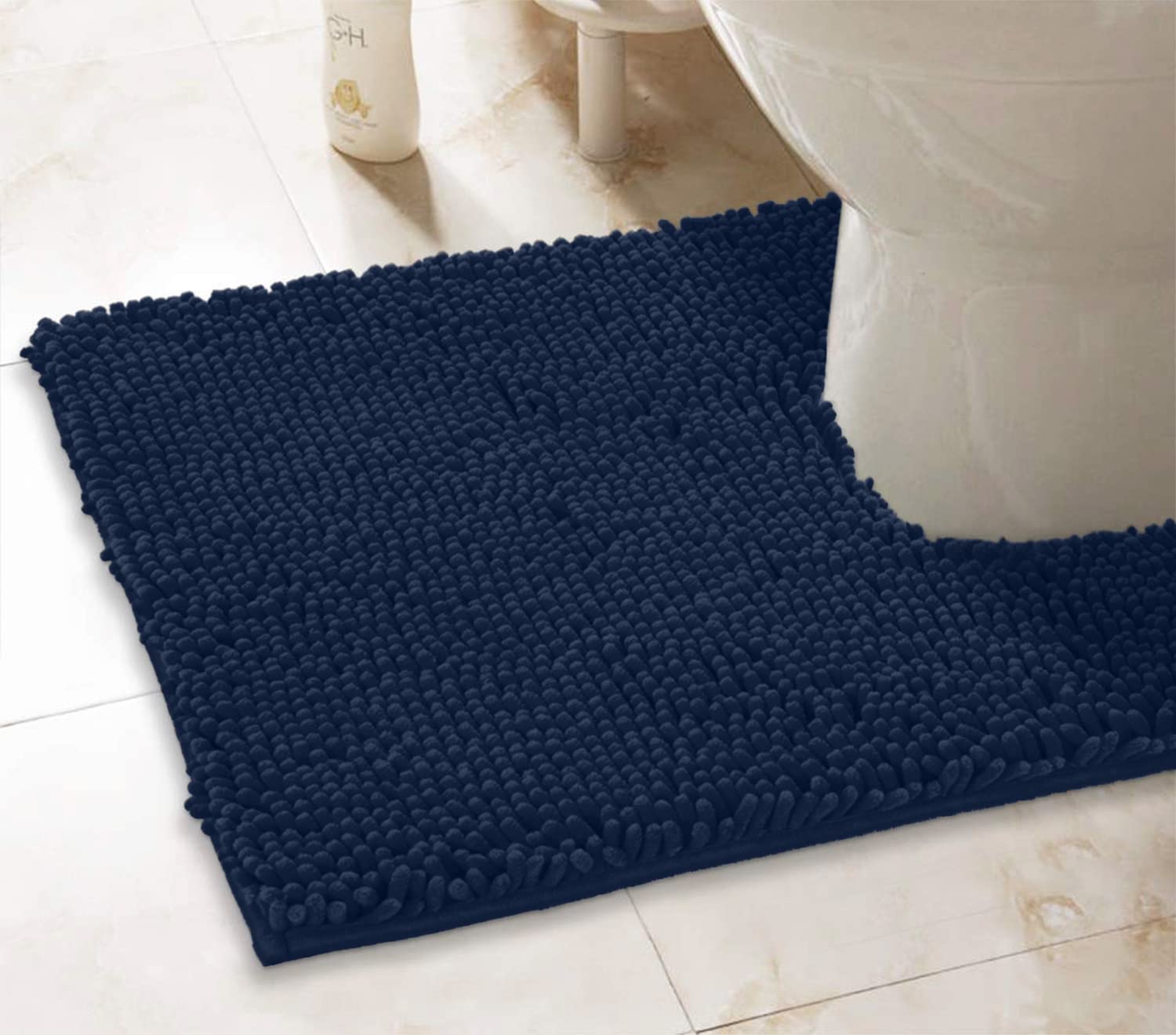 LuxUrux Alfombra de baño, alfombra contorneada en forma de U para alrededor del inodoro, alfombra de baño súper absorbente, lavable y secar a máquina