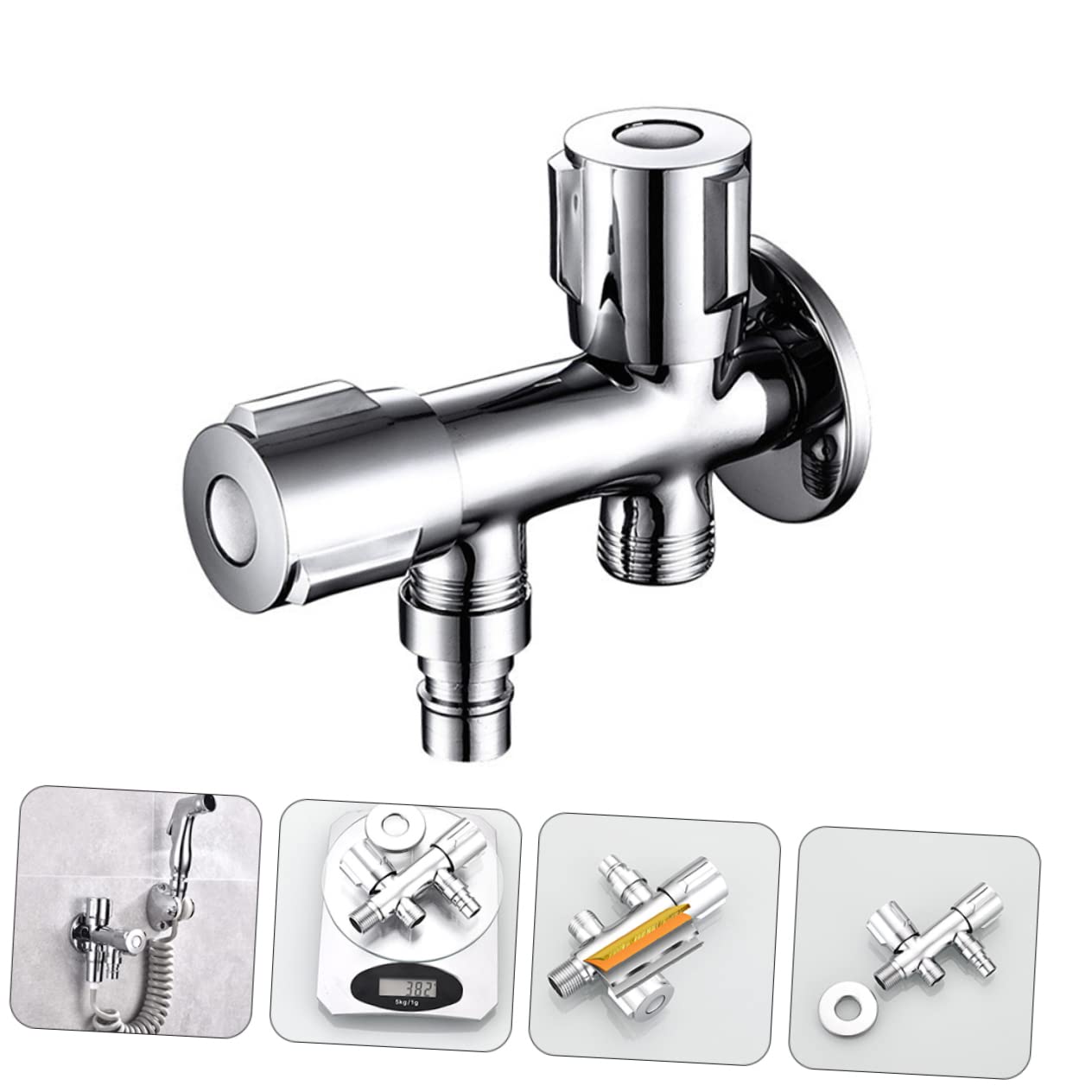 Rubinetto Valvola Per Lavatrice Valvola Di Intercettazione Acqua in Inossidabile Doppie Uscite Per Controllo Individuale Del d Acqua Per Scaldabagno e Lavastoviglie