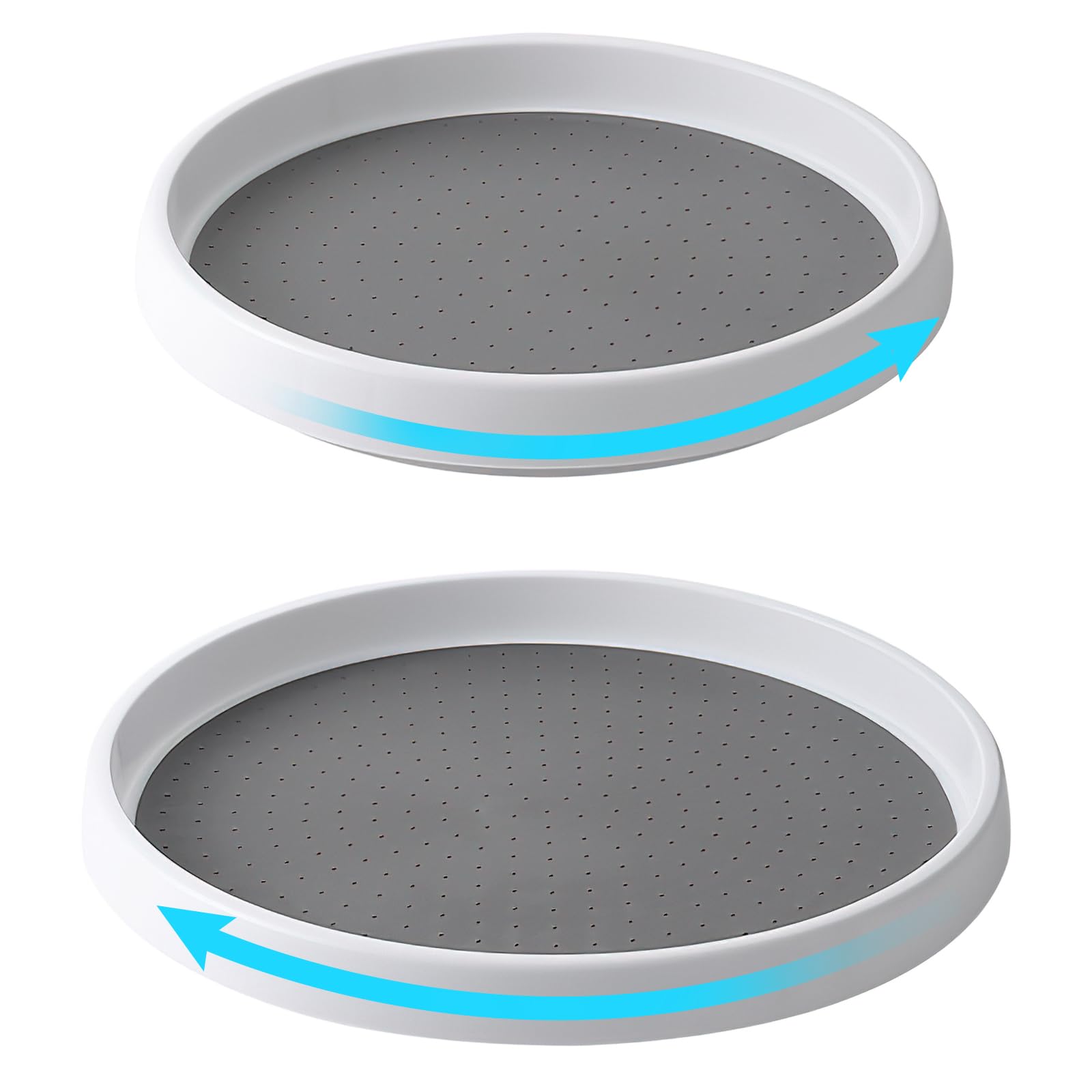 Lazy Susan - Set di 2 Piatti Girevoli per Frigorifero e Cucina, Robusti e Antiscivolo, per Bagno, Comò (25 e 30 cm)