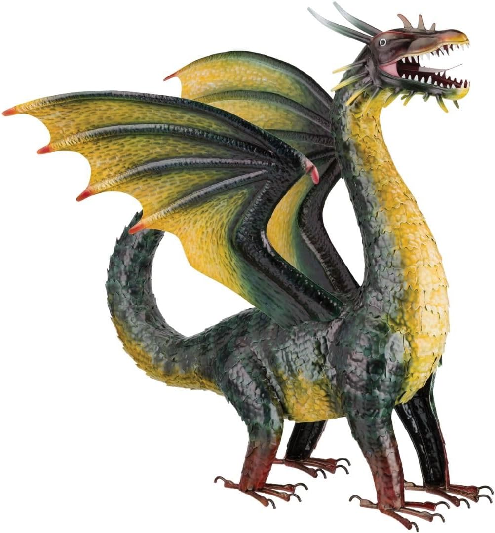Regal Art & Gift Dragon Metal Statue – Indoor Outdoor Decorative Sculpture for Home & Garden Décor, Weather-Resistant Yard Art Figure for Patio, Lawn, Red - Bronze