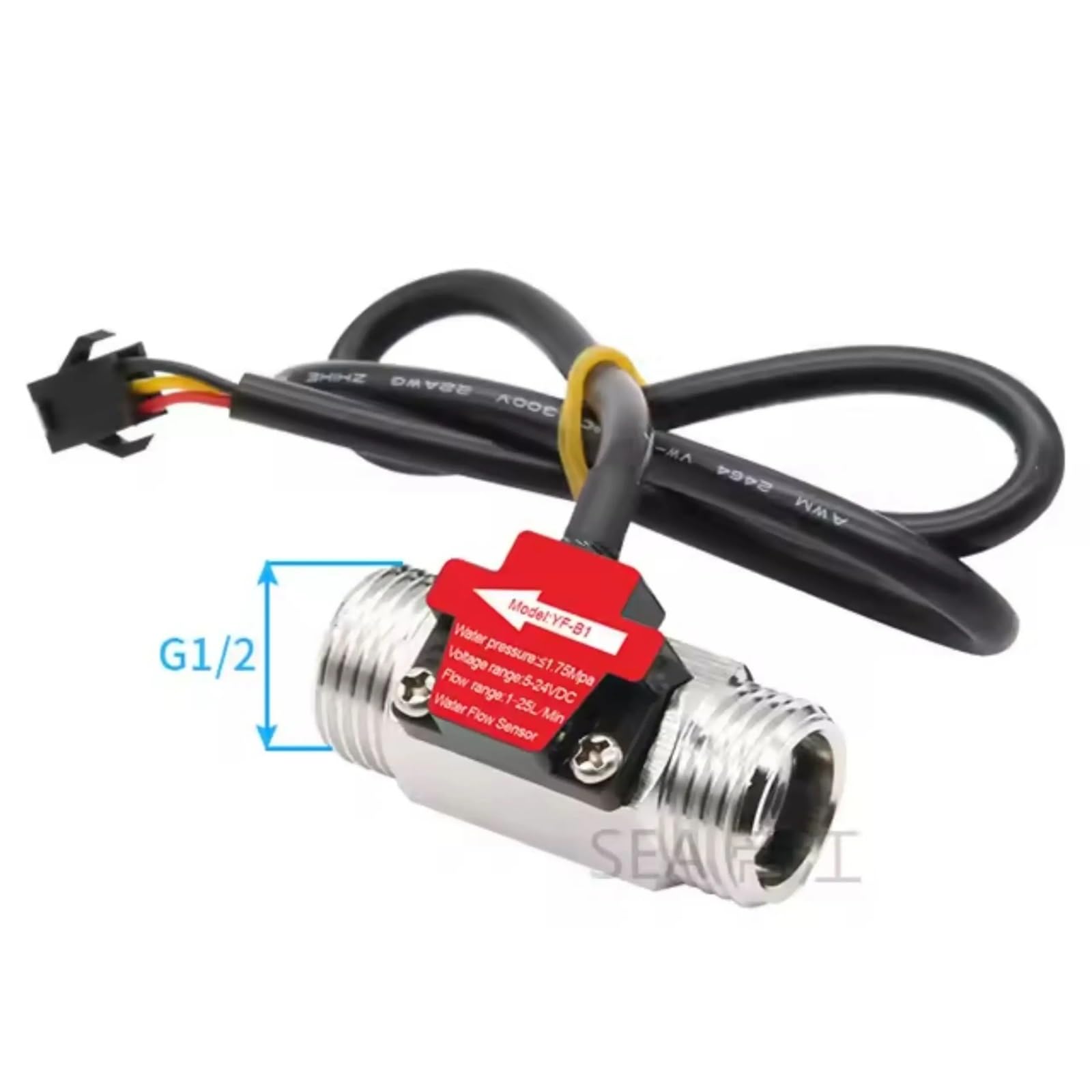 Sensor de flujo de agua de acero inoxidable de 1,27 cm, 1,75 MPa DC3,5 ~ 24 V NPN, sensor de interruptor de flujo de turbina