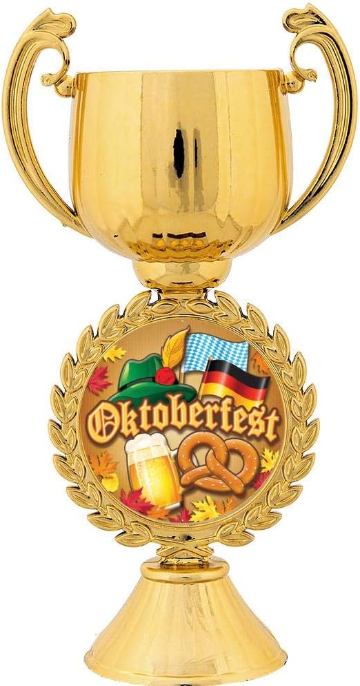 Crown Awards Personalized Oktoberfest Trophy, 7.25" Gold Cup Oktoberfest Trophies with Free Custom Engraving Prime
