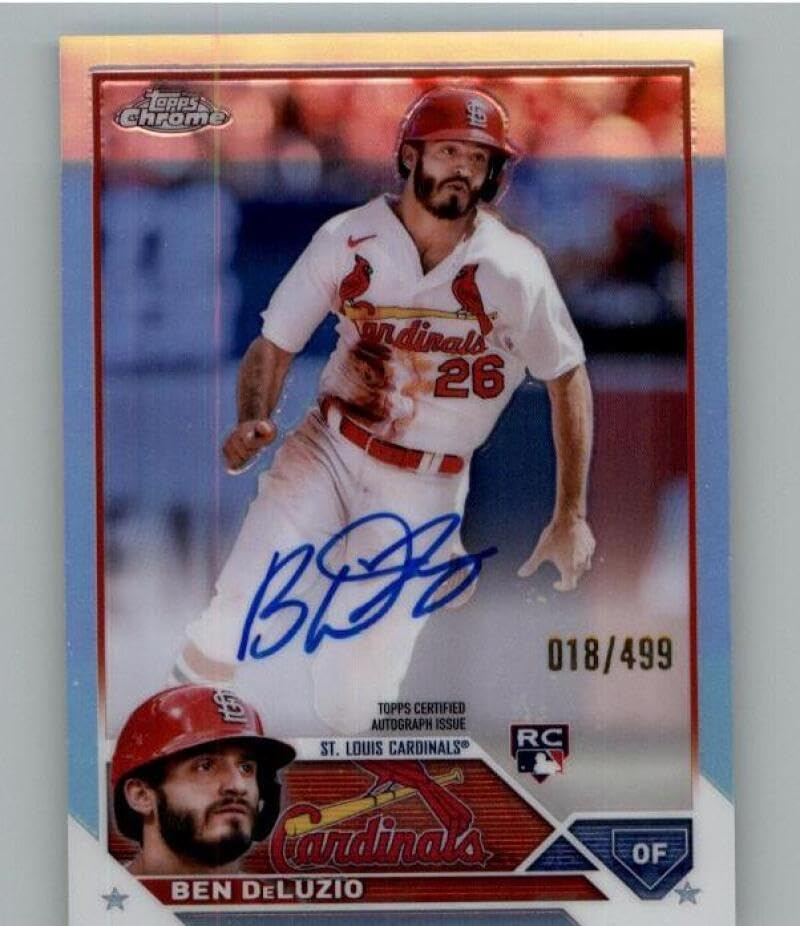 2023 Topps Chrome Update Autograph Refractor #RA-BDL Ben DeLuzio RC Rookie AUTO 18/499 MLB Baseball Trading Card St. Louis Cardinals