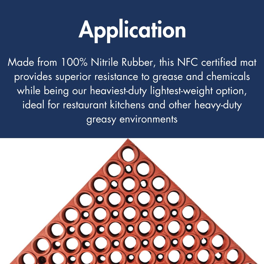 NoTrax T11 San-Eze II® 39" x 19.5" Premium Nitrile Rubber Drainage Floor Mat, MicroStop® Anti-Fatigue, Non-Slip Surface, Grease-Resistant, Heavy-Duty Commercial Kitchen Mat, Red, T11S3919RD