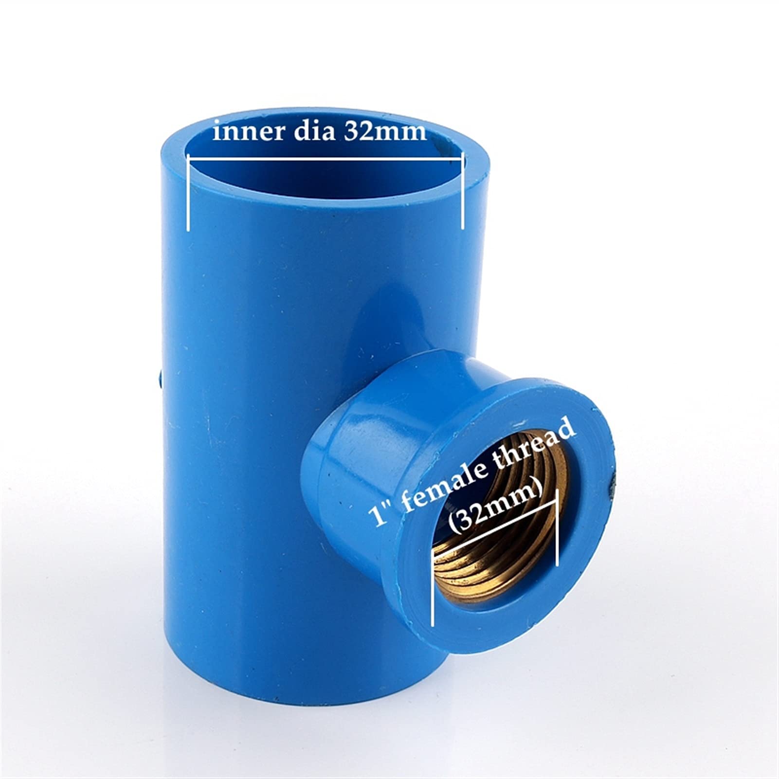 Lnanqing-schlauchverbinder messing 2-10 stücke blau 1/2 "~ 1" Messing weiblicher Thread PVC T-Connector Gartenbewässerung Reduziert 3 Wege T-Typ-T-Rohr-Adapter-Armaturen, Anschluss für Gartenschlauch
