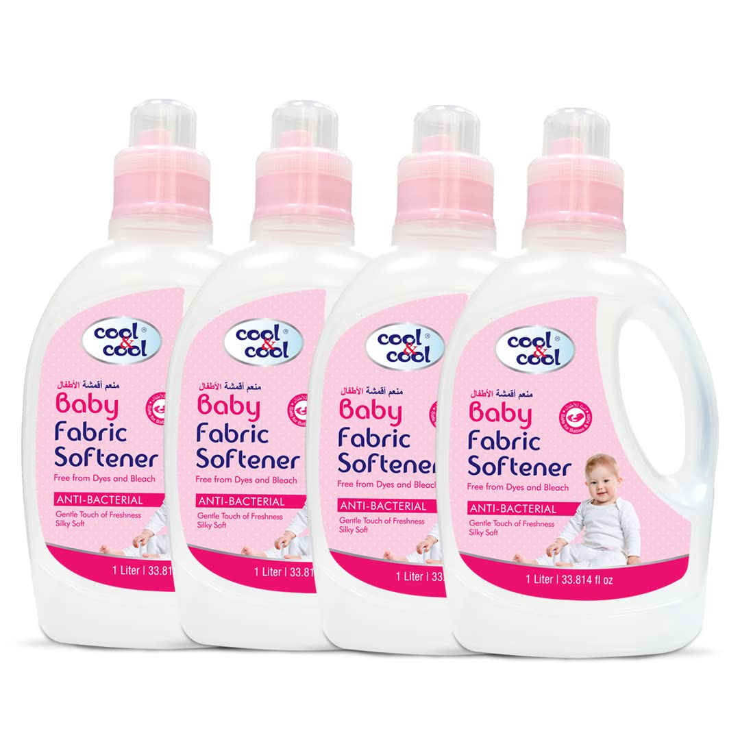 Gentle Baby Fabric Softener 1 Liter (Pack of 4) - Anti Bacterial, Dye-Free, Bleach-Free,Gentle, Baby & Kid safe 4 Liters