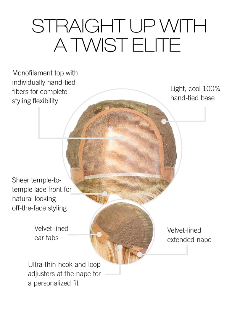 Raquel Welch Straight Up With A Twist Elite Chin Length Tailored Bob Wig by Hairuwear, Average Cap, SS14/22 SS Wheat