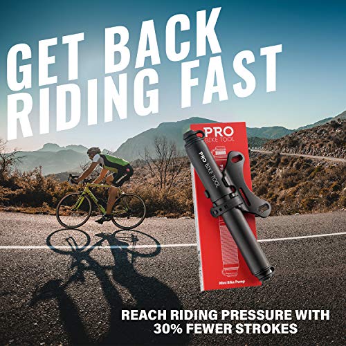Pro Bike Tool Mini Bike Pump Classic - Fits Presta & Schrader Valves - Up To 100 Psi / 6.9 Bar - Bicycle Tire Pump For Road And Mountain Bikes - Small, Portable And Compact Hand Frame-Mounted Pump #TOP1