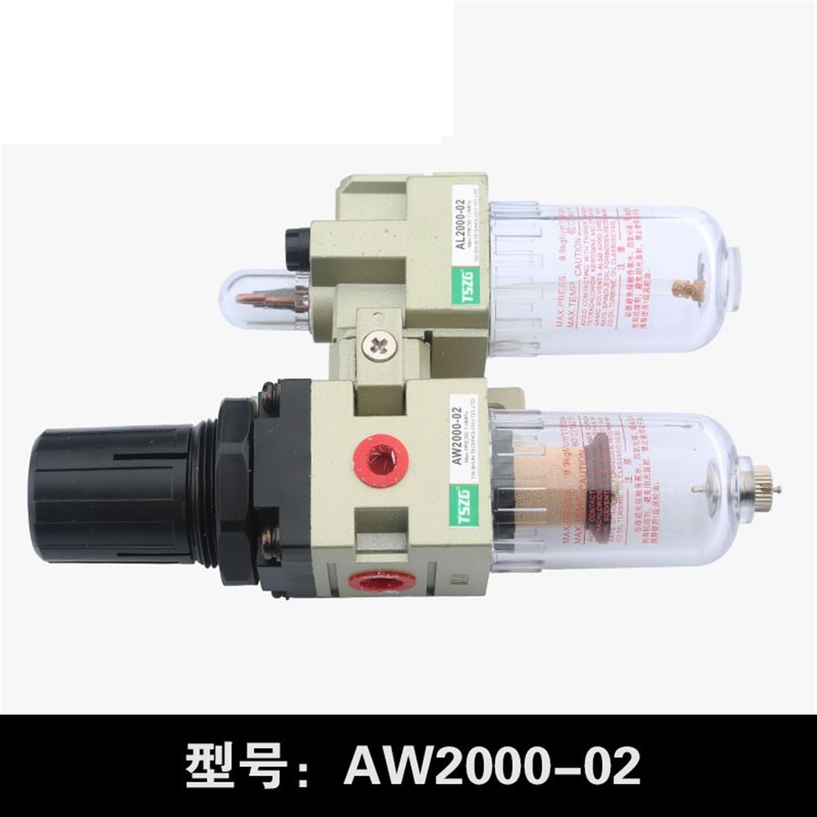 AFR2000 Pneumatyczny filtr regulator ciśnienia do uzdatniania powietrza, zawór redukujący ciśnienie sprężarki, przełącznik manometru, separator oleju i wody (AC-2010-02, otwór złącza 10)