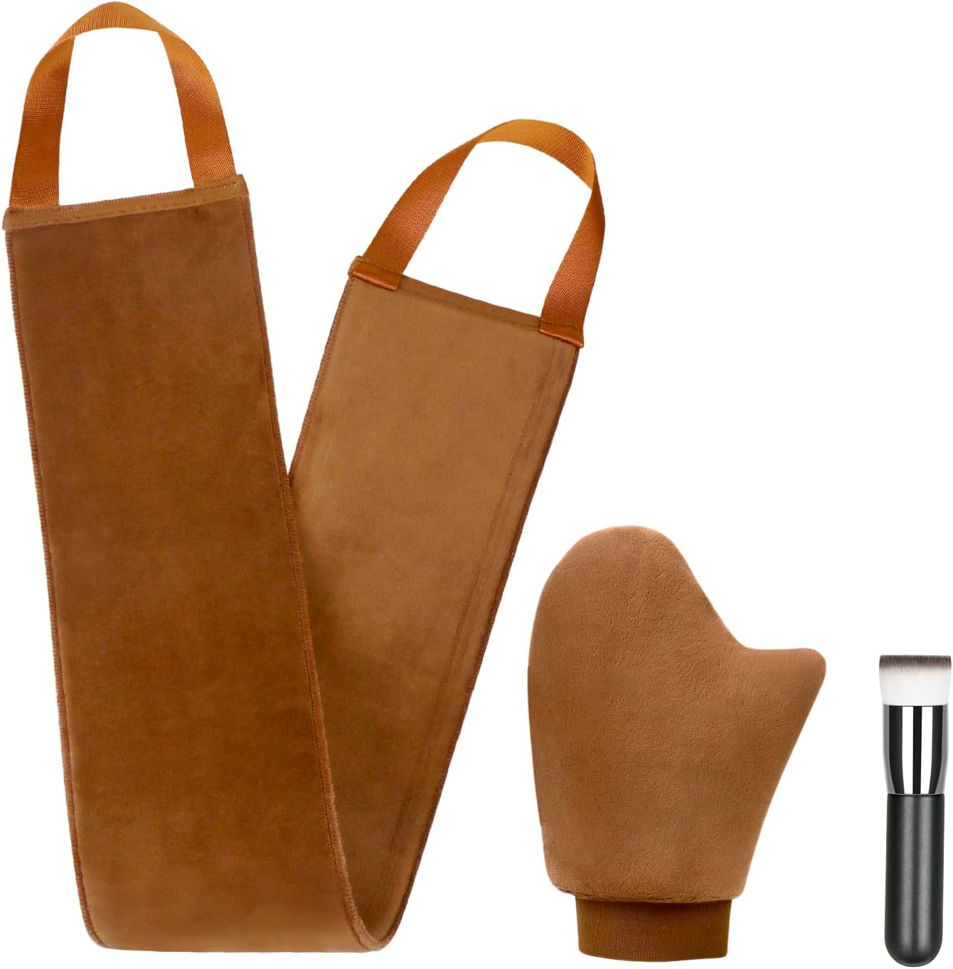 UNIMEIX 3 Pack Self Tanning Mitt Applicator Kit Set Self Tan Back Applicator with Self Tanning Glove for Self Tan Mitt Mini Self Tan Glove and Sunscreen Brush Brown