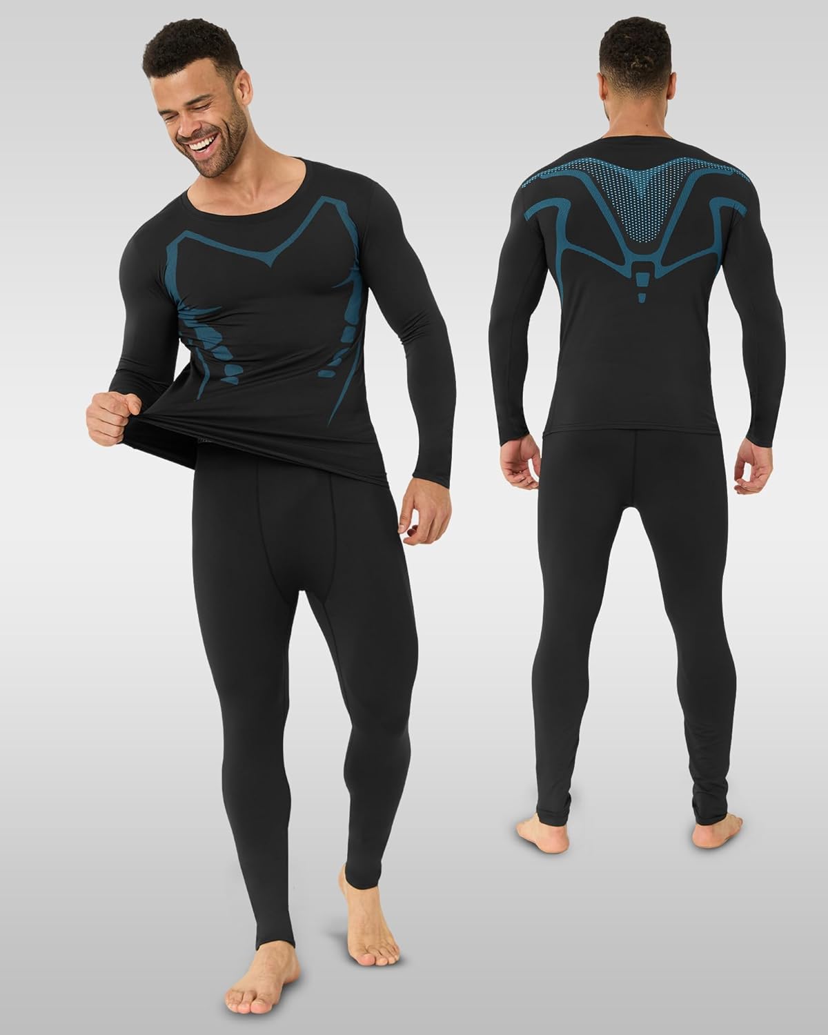 Upgraded Thermal Underwear for Men Long Johns Set for Cold Weather Base Layer Top & Bottom with Fleece Lined - Image 2