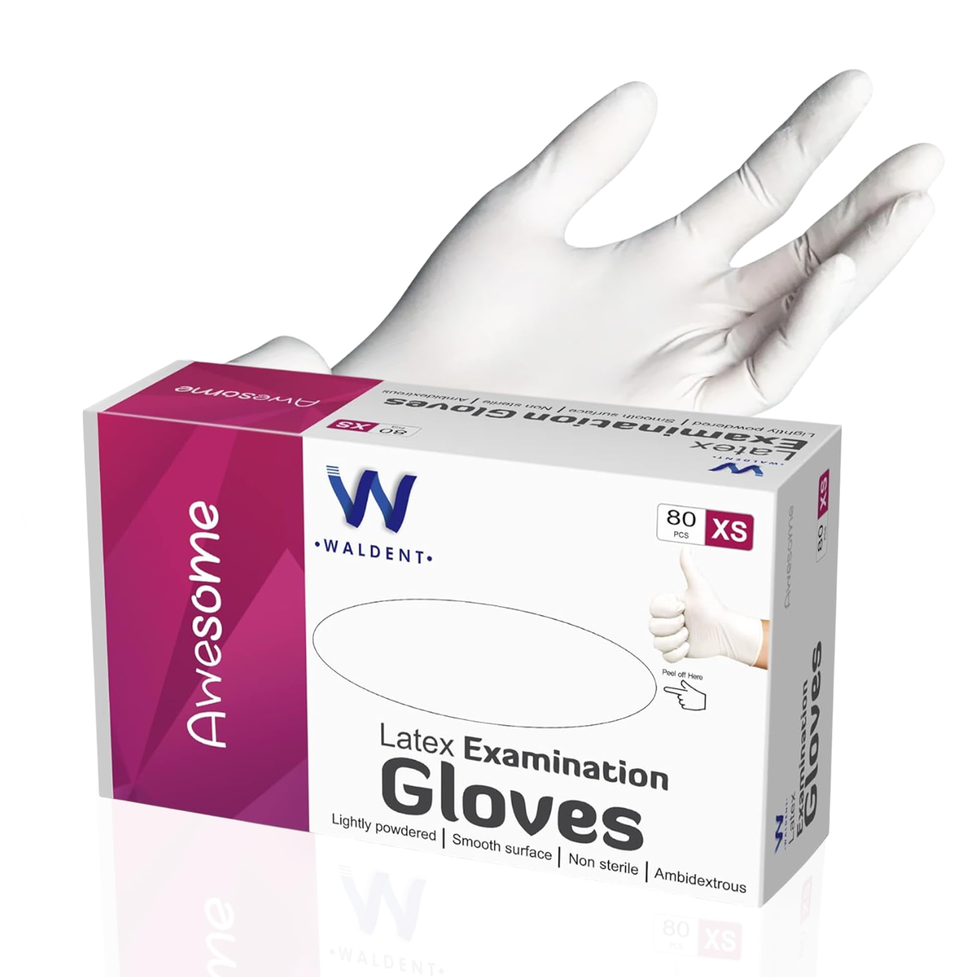 WALDENT Latex Examination Gloves Extra Small Medical Grade