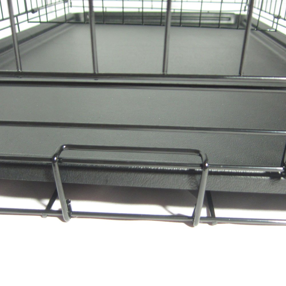 Cage Chien Pliable en Metal avec Cloison, Bac Plastique et 2 Portes, 121 x 74 x 81 cm, Noir