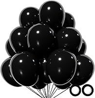 110 Pack Black 12 Inch Latex Balloons with 2 Ribbons - Thickened for Birthdays, Baby Showers, Weddings, Halloween