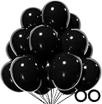 110pcs Black Balloon 12 inch, Black Latex Balloons for Birthday Party Baby Shower Wedding(with 2 Ribbons).