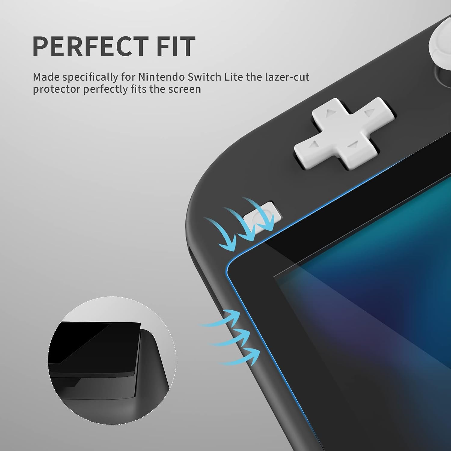 eXtremeRate 2 Pack Black Border Transparent HD Clear Saver Protector Film, Tempered Glass Screen Protector for Nintendo Switch Lite [Anti-Scratch, Anti-Fingerprint, Shatterproof, Bubble-Free]