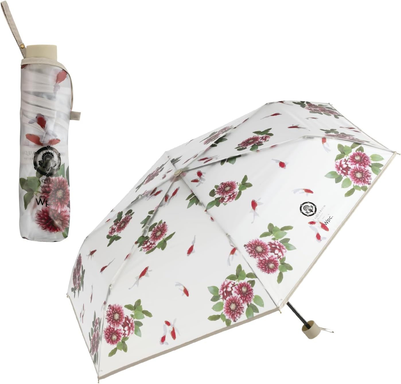 Wpc. [2025] Art Aquarium x Wpc. Mini Off Folding Umbrella, Rain Umbrella, Lightweight, Commuting, Travel, Stylish, Cute, Women's, Shiny, Goldfish