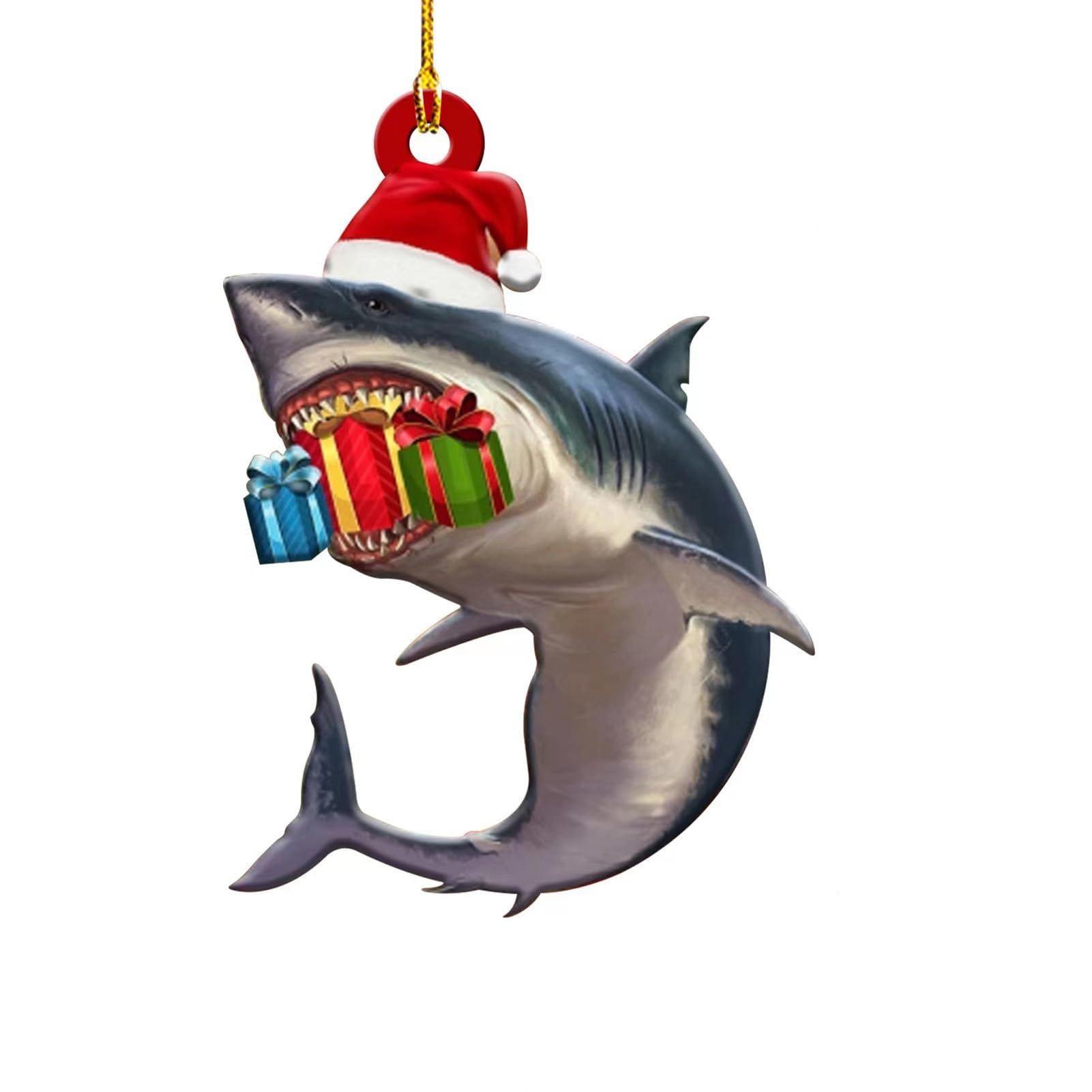 HiborthRealistic Shark-Shaped Christmas Ornament Pendant Lightweight Creative Tree Hanging for Home B