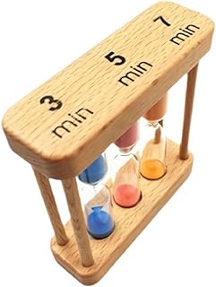 Hourglasses Timer 3+5+7 Minute Mini Wooden 5 Minute Sand Timer Hourglassclock Creative Sand Decoration Small Ornaments Gifts for Boiling Eggs, Games Time, Classroom, Study, Home,Office