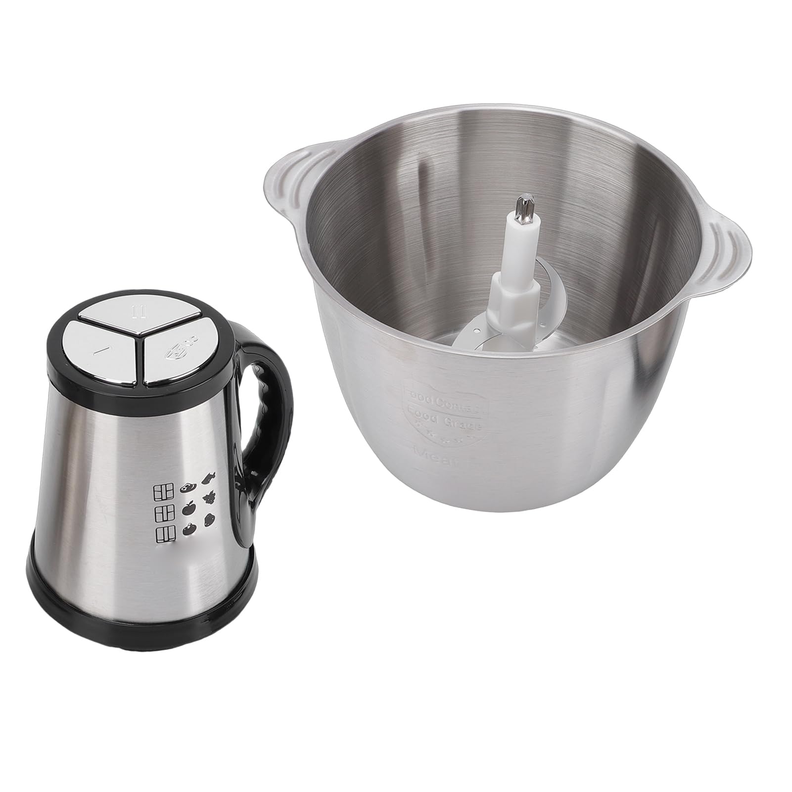 Fockety Procesador de Alimentos, Picadora de Alimentos Eléctrica de Acero Inoxidable de 3 L, Picadora de Carne Robusta, Compacta y Multifuncional con Potente Motor de 300 W (Enchufe europeo 220V)