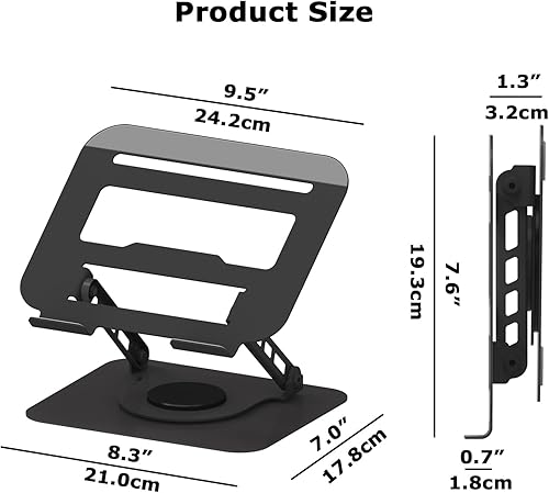 Miniatura 2 de Adjustable Laptop Stand, 360 Rotating Computer Riser, Stable Base Stand Holder for MacBook ProAir Notebook up to 16 Inches, Black