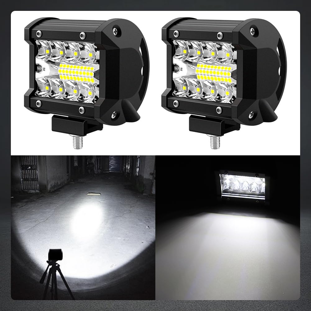 Faro da lavoro, 2 pezzi, 12 V, 60 W, 1200 lm, lampada da lavoro, 10 cm, 6000 K, luce bianca, barra LED, per auto, camion, trattore, quad, veicoli barche