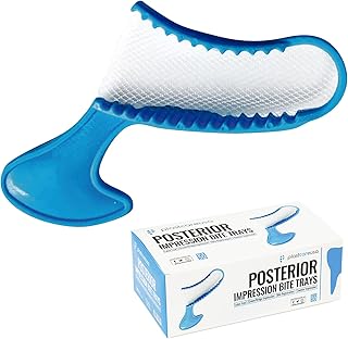50 Posterior Blue Disposable Dental Bite Registration Trays, Impression Trays for Teeth Molds, 1 Box of 50 Bite Trays