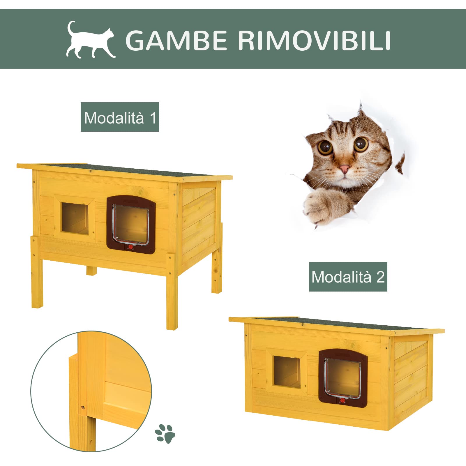 PawHut Cuccia Casetta per Animali Domestici in Legno di Abete, 70x51.5x60cm