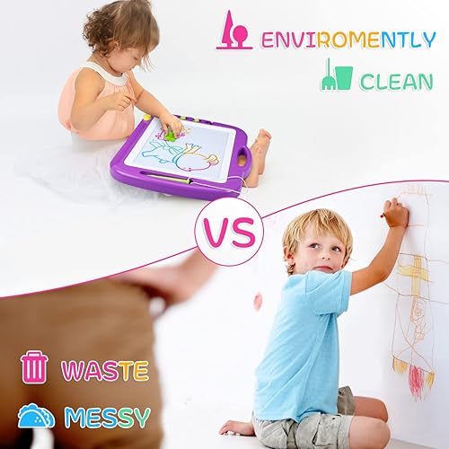 Miniatura 5 de SMACTUIEPIE Magnetic Drawing Board for Toddlers Large Doodle Board Writing Boards for Kids Learning Purple