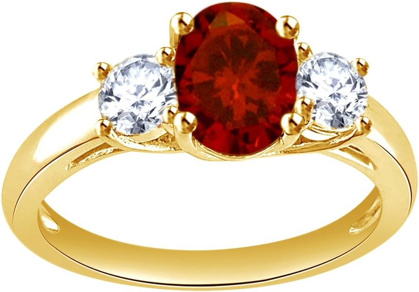 Silvershake 2.72ct Natural Garnet Ring - 5 Stone White Gold Plated Sterling Silver Ring, January Birthstone, Size 10