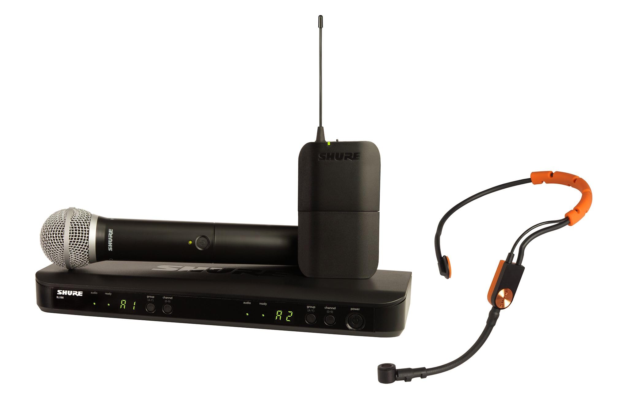 Shure BLX1288/SM31 UHF Wireless Mikrofonsystem - Perfekt für Kirche, Karaoke, Bühne - 14-Stunden Akkulaufzeit, 100m Reichweite | Enthält Hand- und Headset-Mikrofone, Dual-Channel-Empfänger | K3E Band
