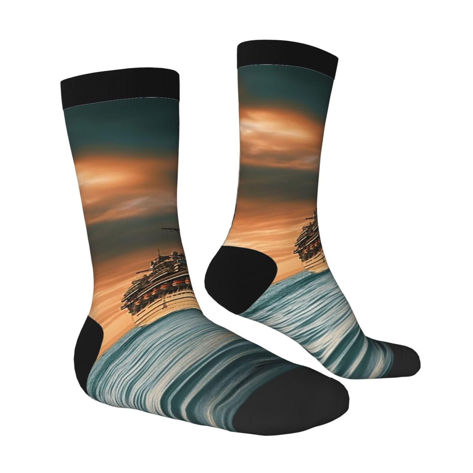 LZQPOEAS Cruise Ship Athletic Socks Unisex Cushioned Crew Socks Hiking Running Calf Sock Soft Above Ankle Sock