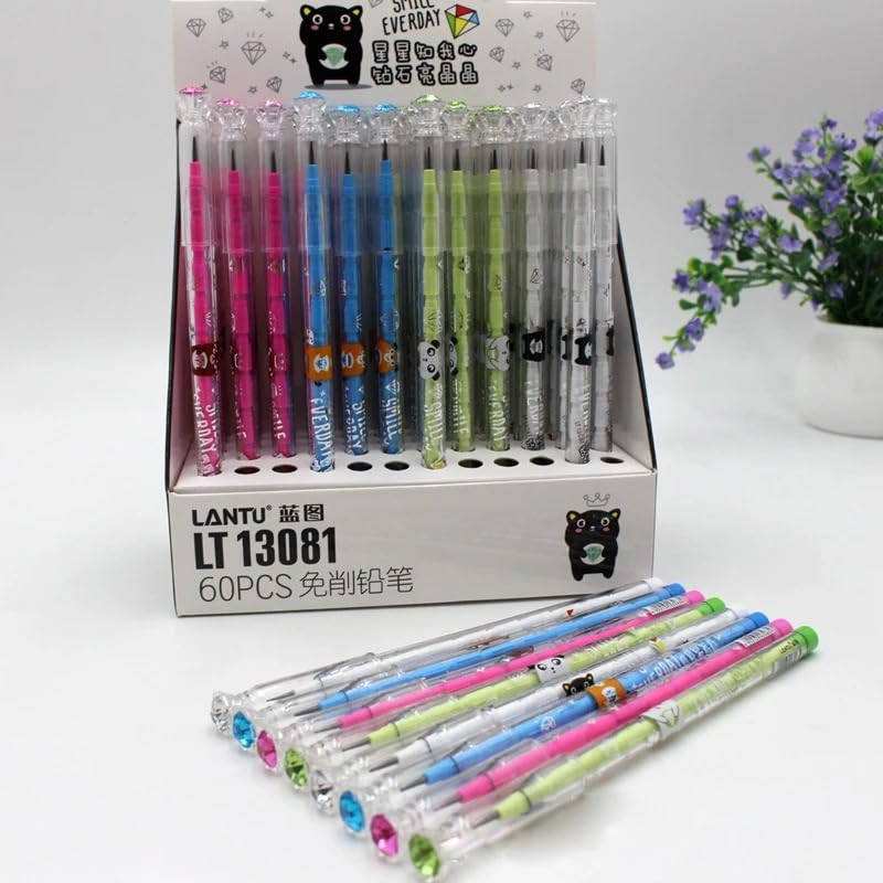 SSKR Pack of 4 Pcs Colorful Push-up Non-Sharpening Stacking Pencil for School Children Stationery Supplies Birthday Return Gifts for Kids (Diamond Cap Design) (B0D93V6143) Amazon Price History, Amazon Price Tracker