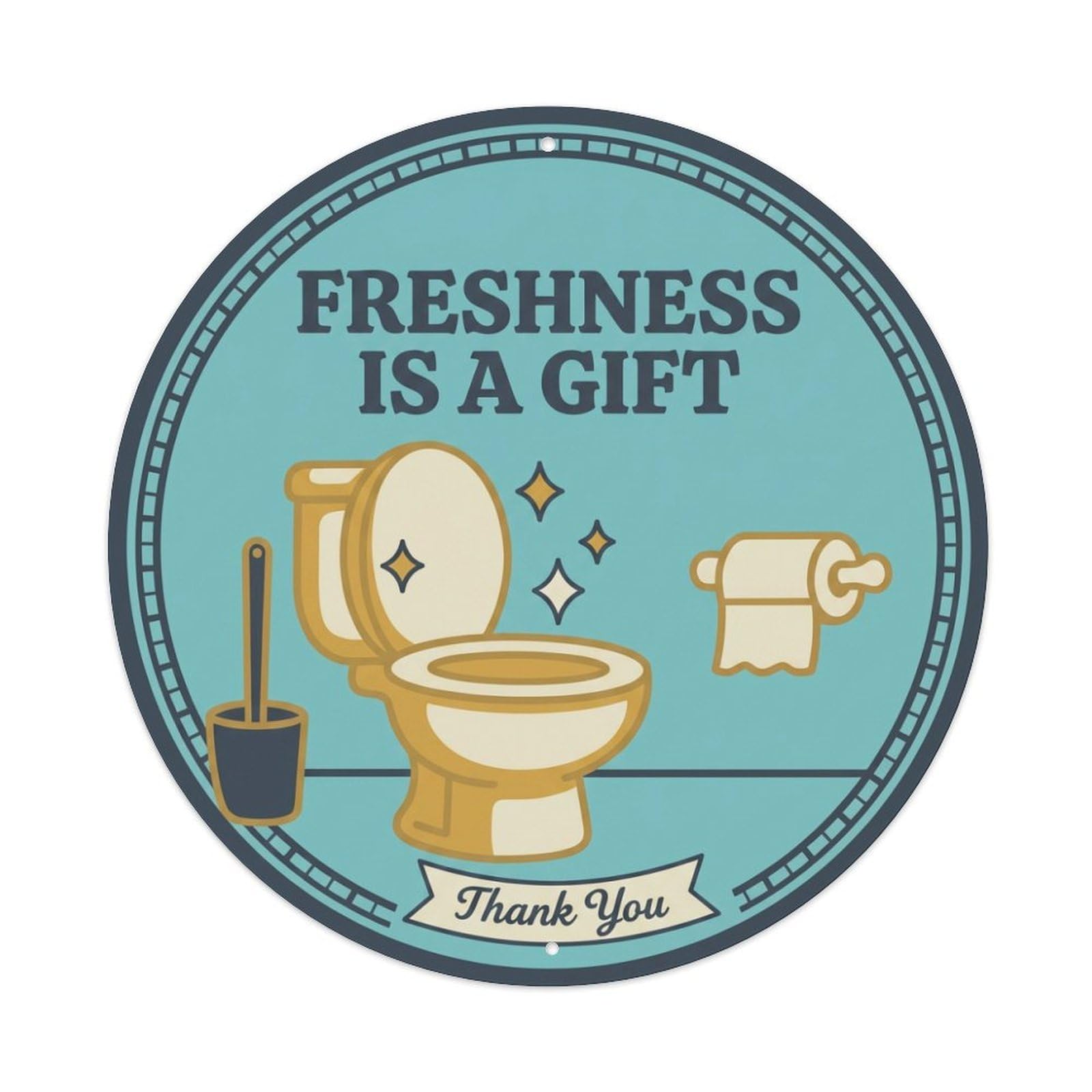 Tgrcjimh Style Metal Tin Sign Toilet Clean Bathroom Reminder Freshness Is A Gift